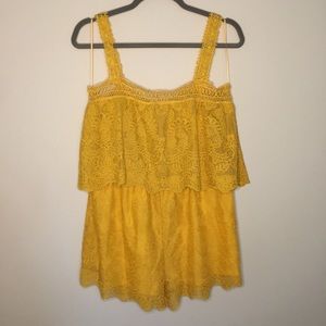 NWT Showpo Smooth Moves Playsuit In Mustard Lace